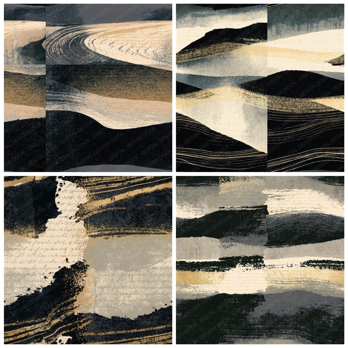 Screenprint Black Bone Tonal Seamless Digital Paper Pack (DDD015794)