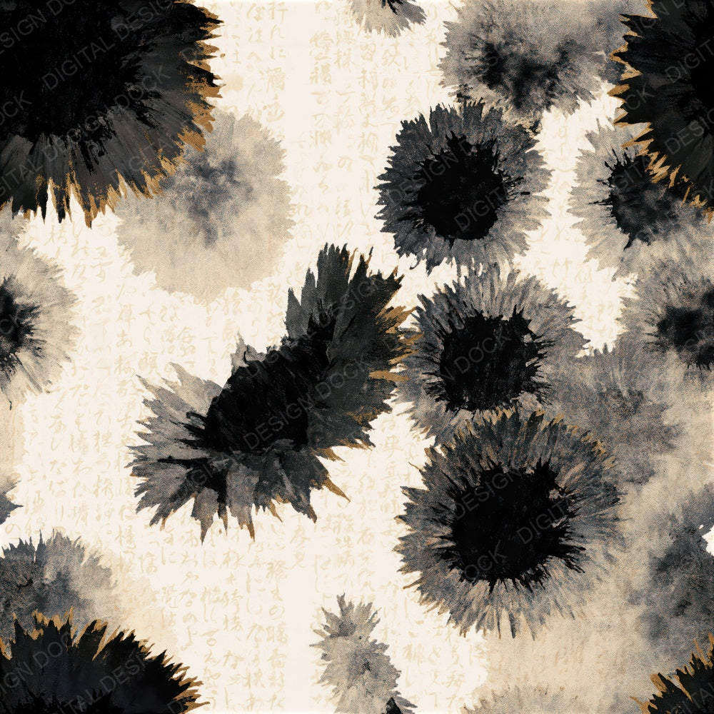 Screenprint Sunflower Sumi Bone Seamless Digital Paper Pack (DDD015796)