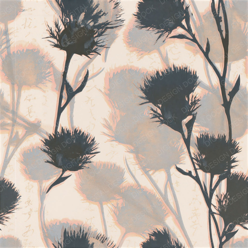 Screenprint Thistle Graphite Cream Seamless Digital Paper Pack (DDD015797)
