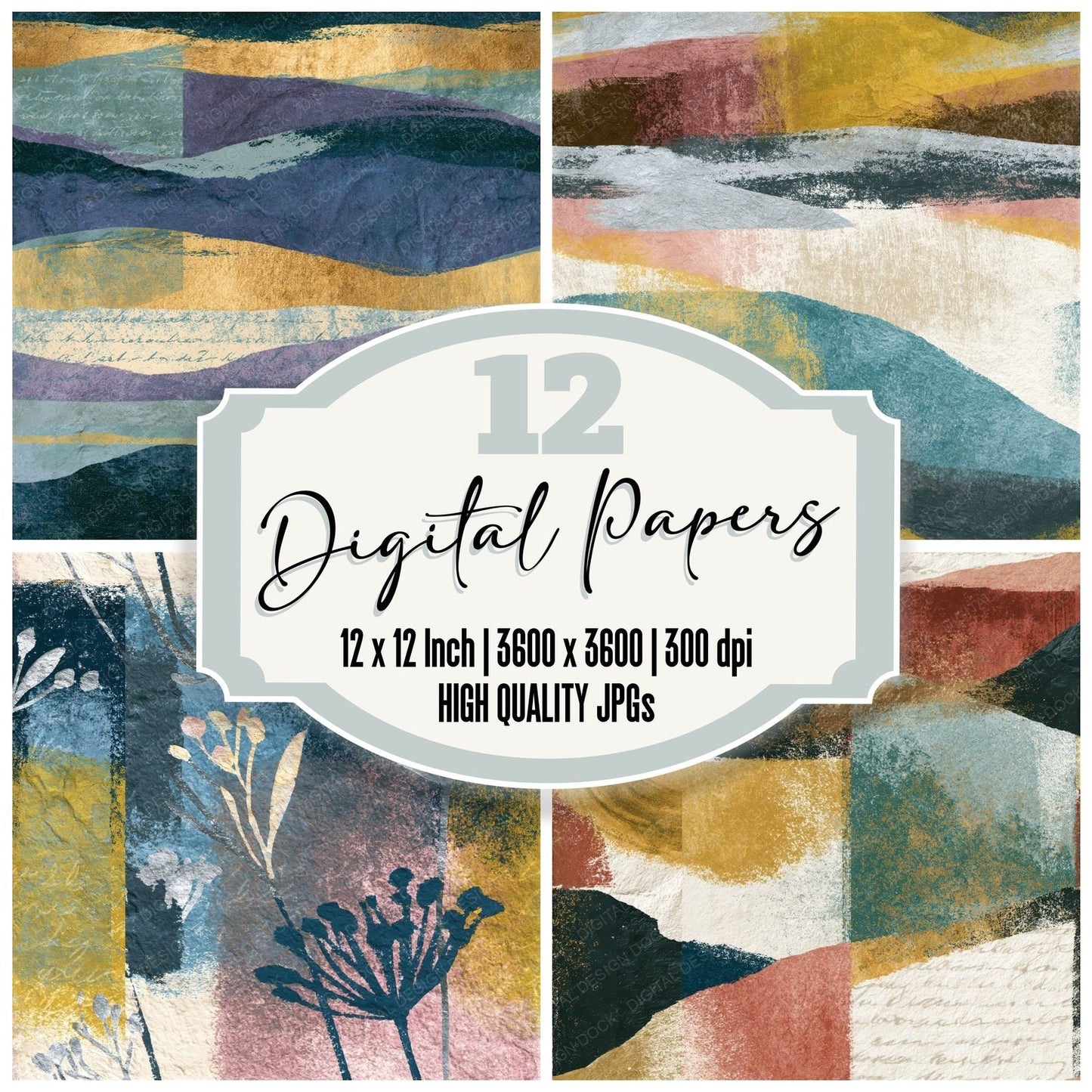 Lithograph Graphite Cream Tonal Seamless Digital Paper Pack (DDD015805)