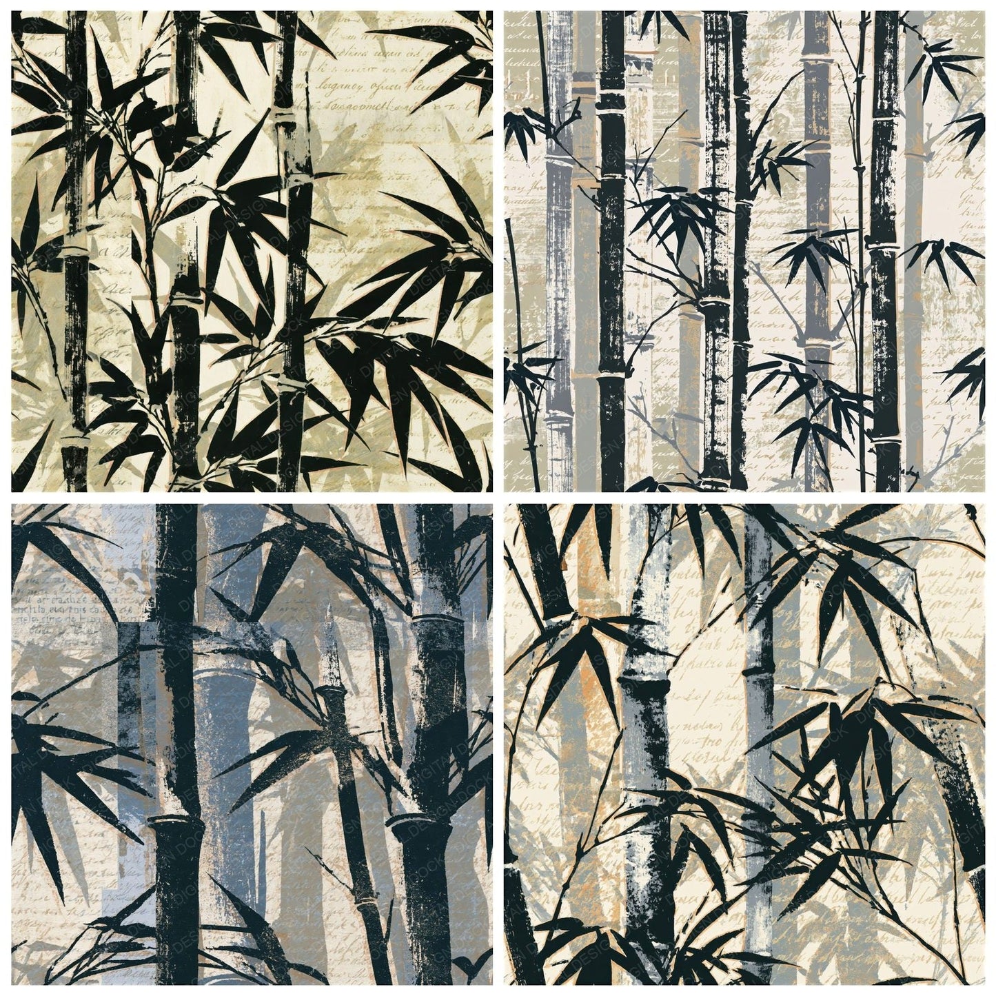 Screenprint Bamboo Bone Seamless Digital Paper Pack (DDD015811)