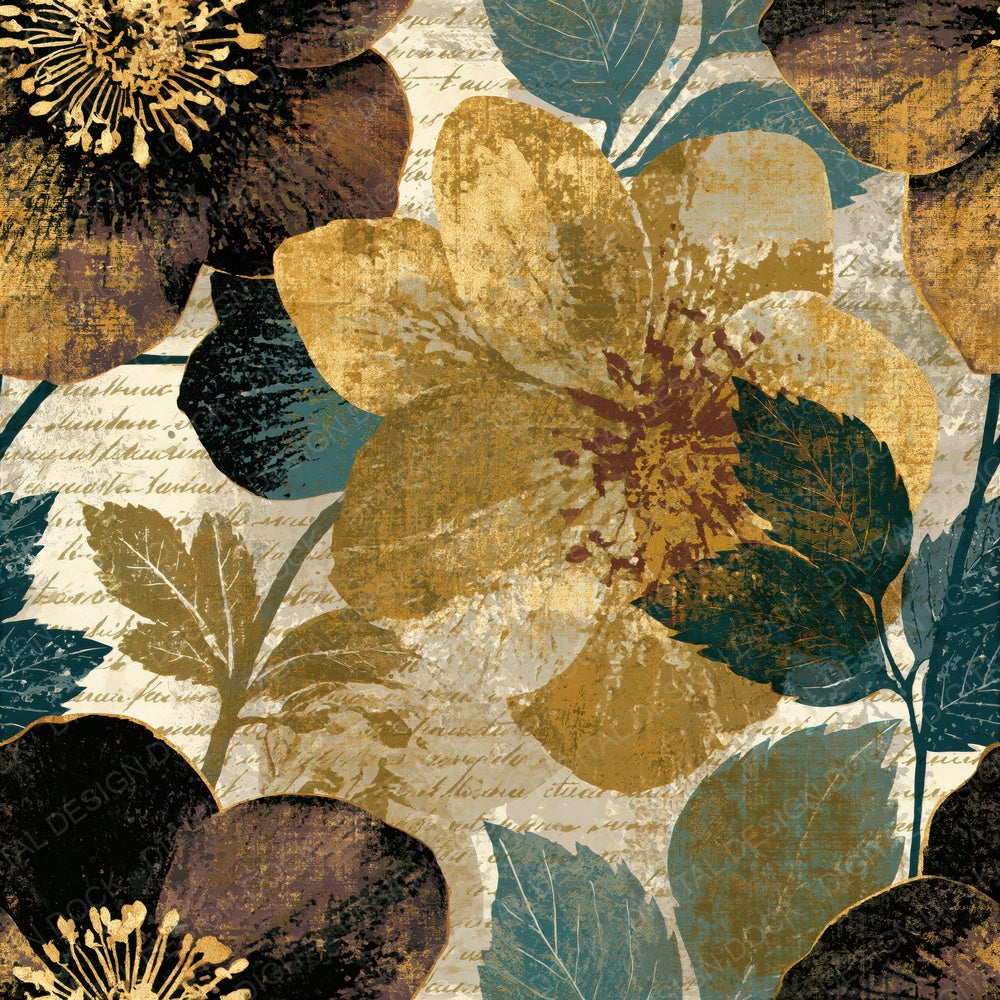 Screenprint Hellebores Sepia Gold Seamless Digital Paper Pack (DDD015813)