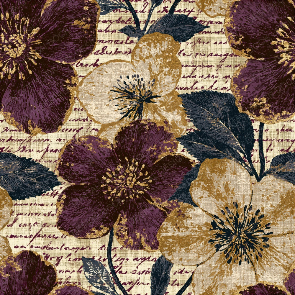 Screenprint Hellebores Sepia Gold Seamless Digital Paper Pack (DDD015813)