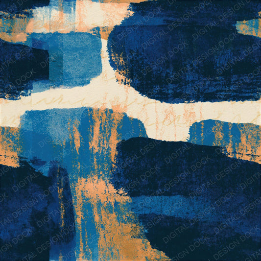 Screenprint Indigo Ivory Abstract Seamless Digital Paper Pack (DDD015814)