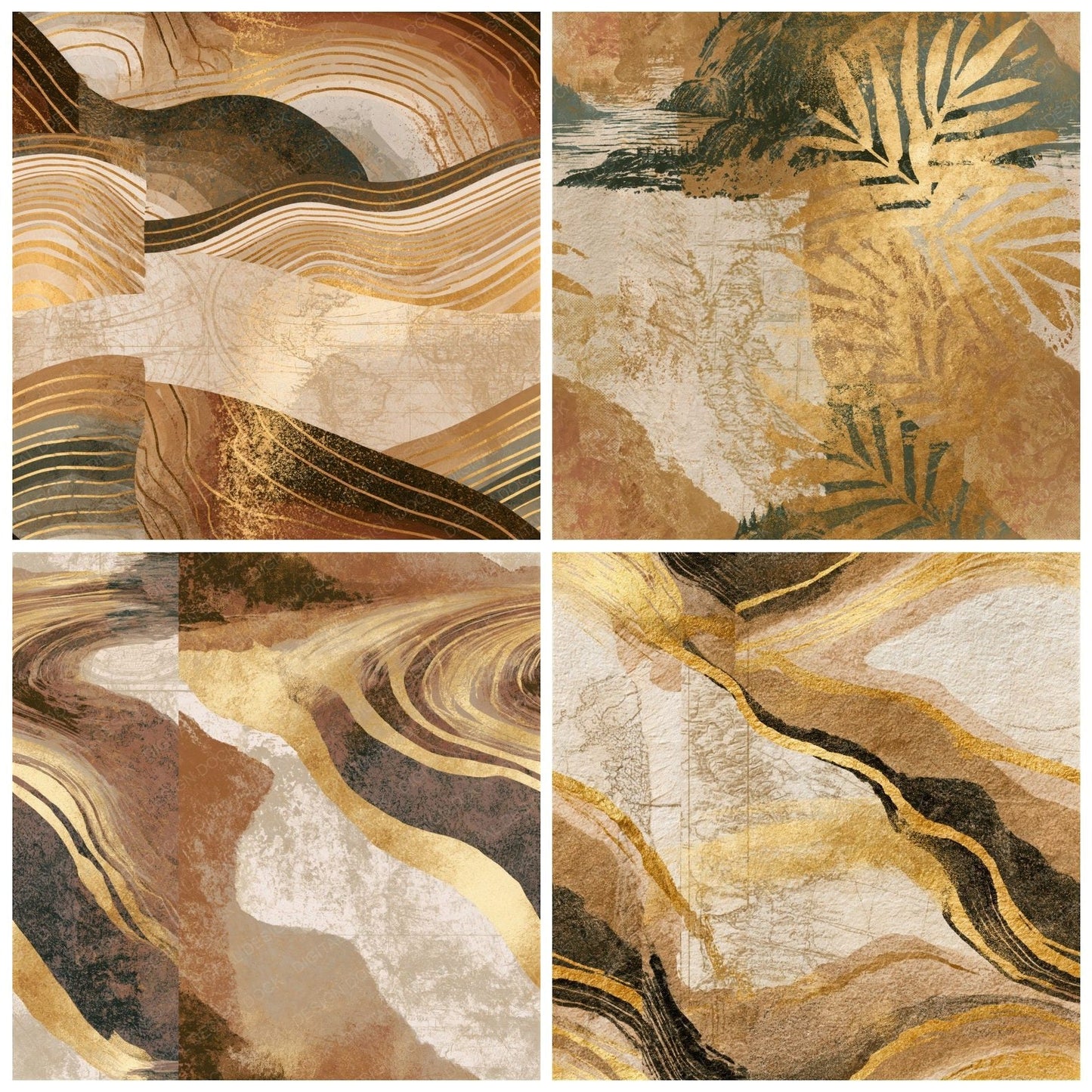 Linocut Sepia Parchment Tonal Seamless Digital Paper Pack (DDD015828)