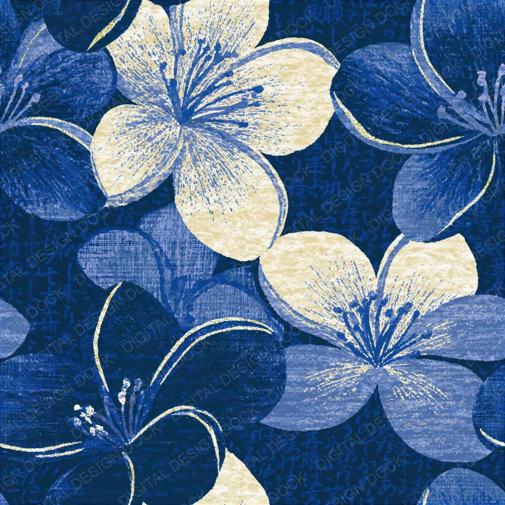 Lithograph Frangipani Indigo Ivory Seamless Digital Paper Pack (DDD015830)