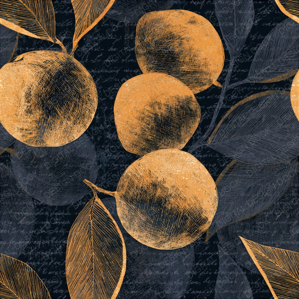 Scratchboard Oranges Citrus Seamless Digital Paper Pack (DDD015862)