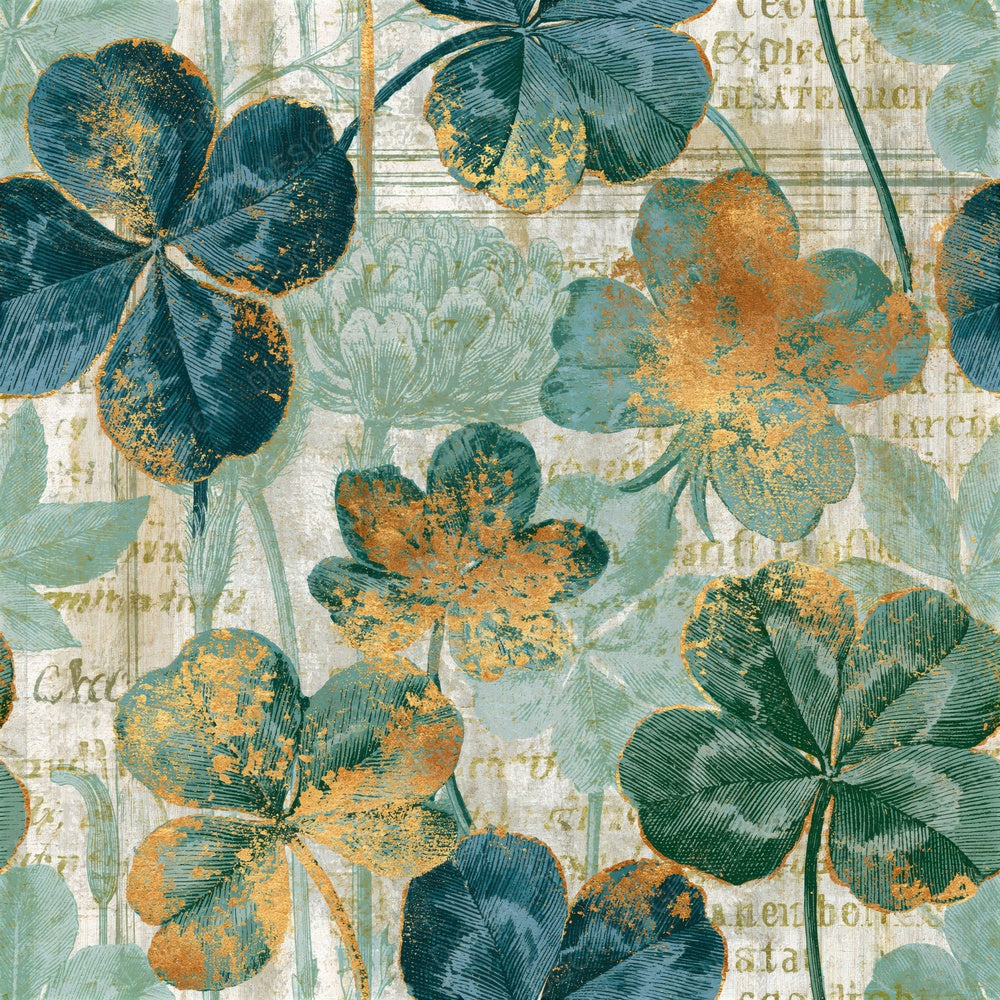 Antique Botanical Clover Sea Glass Seamless Digital Paper Pack (DDD015865)