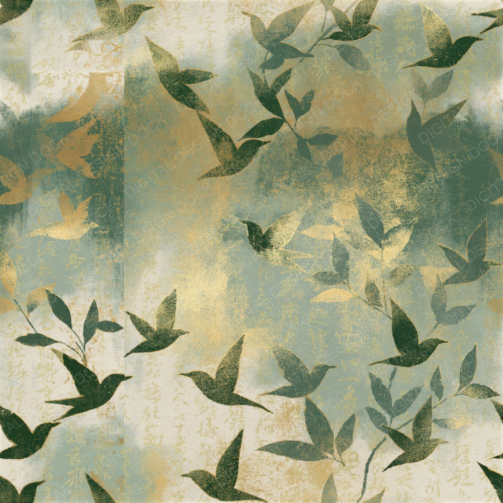 Egg Tempera Flickers Sage Ivory Seamless Digital Paper Pack (DDD015872)