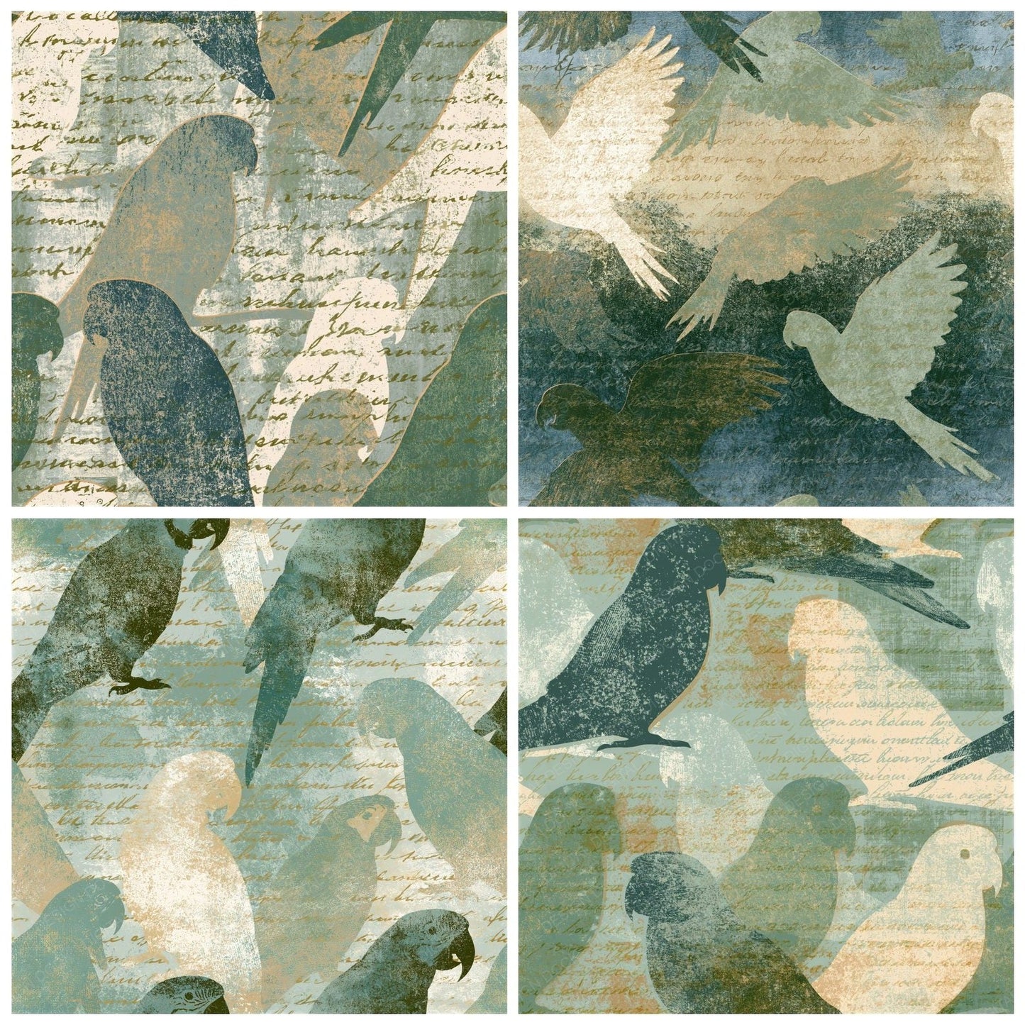 Etching Parrot Sage Ivory Seamless Digital Paper Pack (DDD015873)