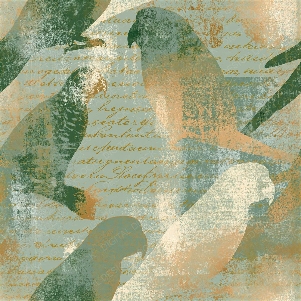 Etching Parrot Sage Ivory Seamless Digital Paper Pack (DDD015873)