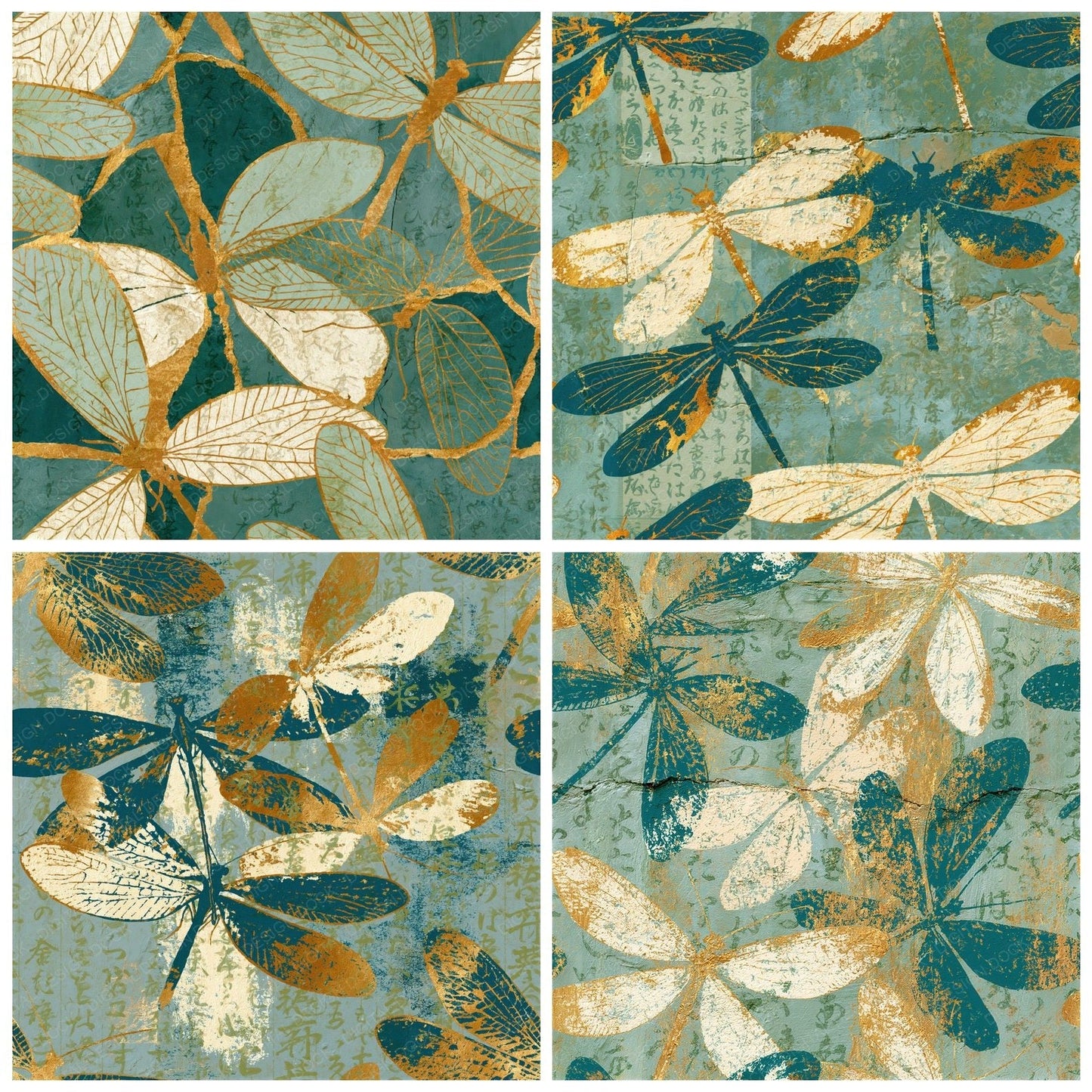 Fresco Lacewings Sage Gold Seamless Digital Paper Pack (DDD015875)