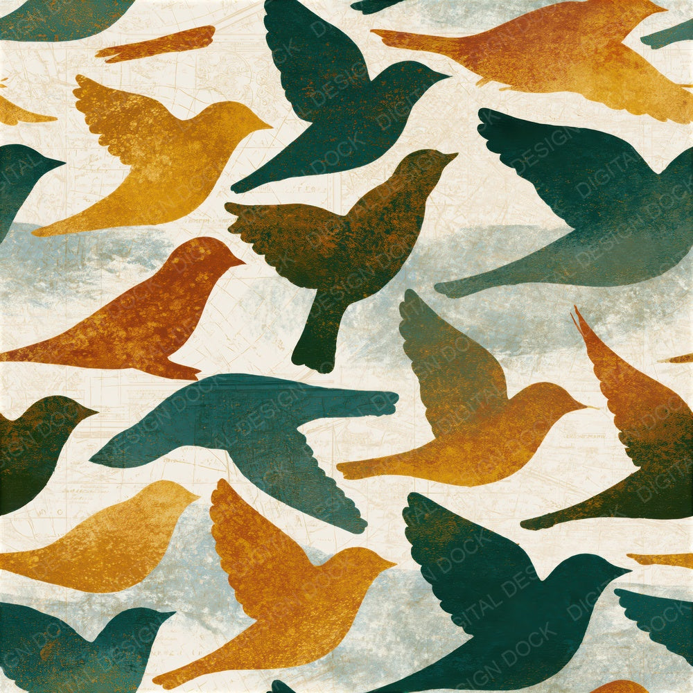 Sparse Lovebirds Eucalyptus Gold Seamless Digital Paper Pack (DDD015882)