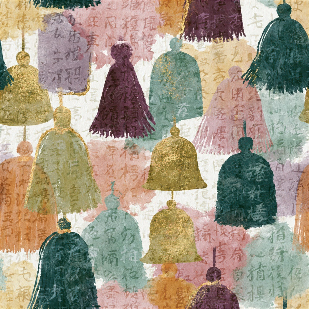 Collage Bell Pulls Pastel Seamless Digital Paper Pack (DDD015888)