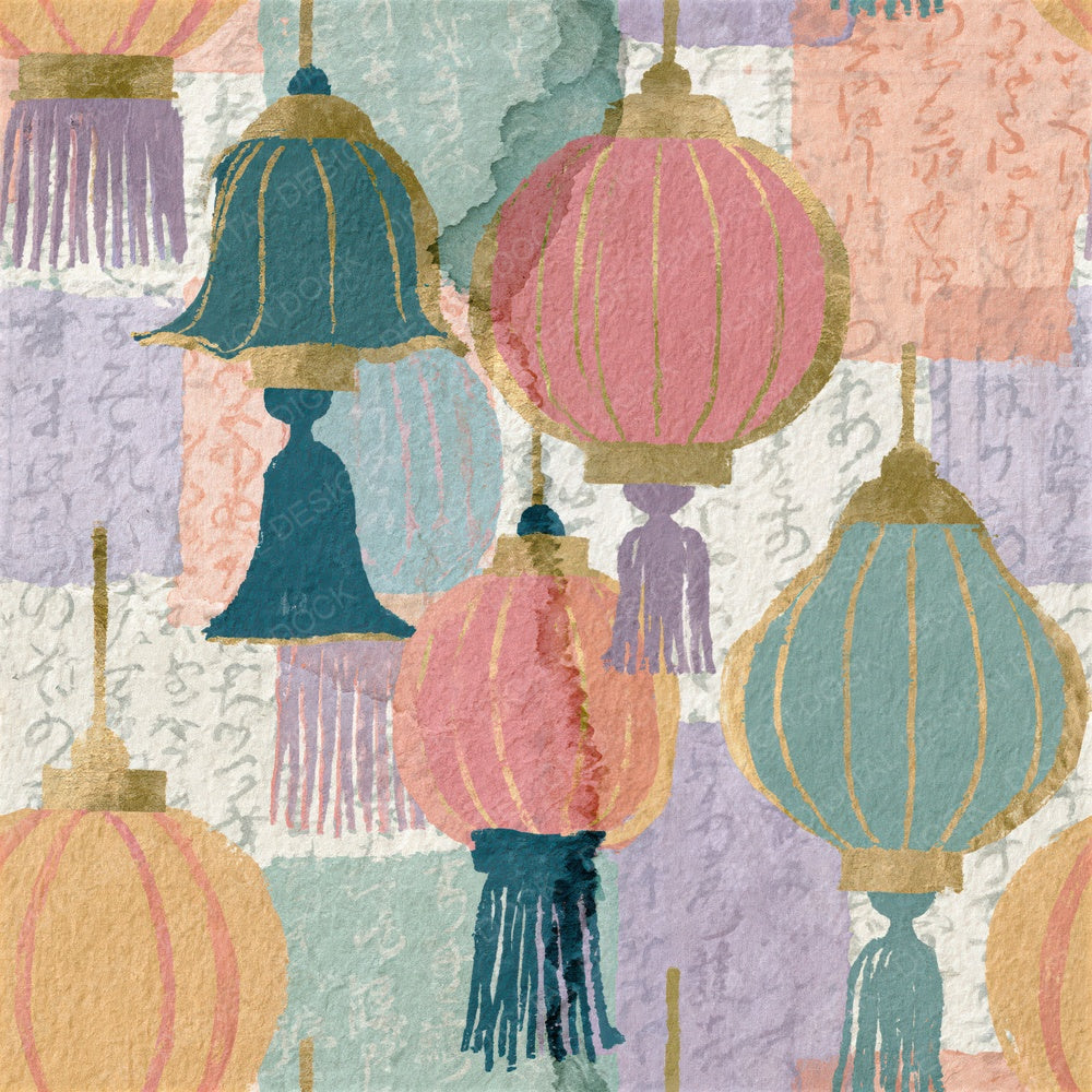 Collage Bell Pulls Pastel Seamless Digital Paper Pack (DDD015888)