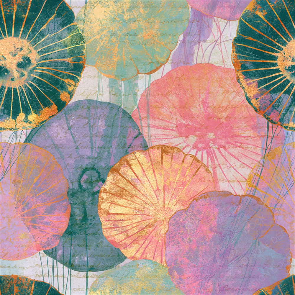 Single Infrared Jellyfish Mint Pink Seamless digital paper shown full size
