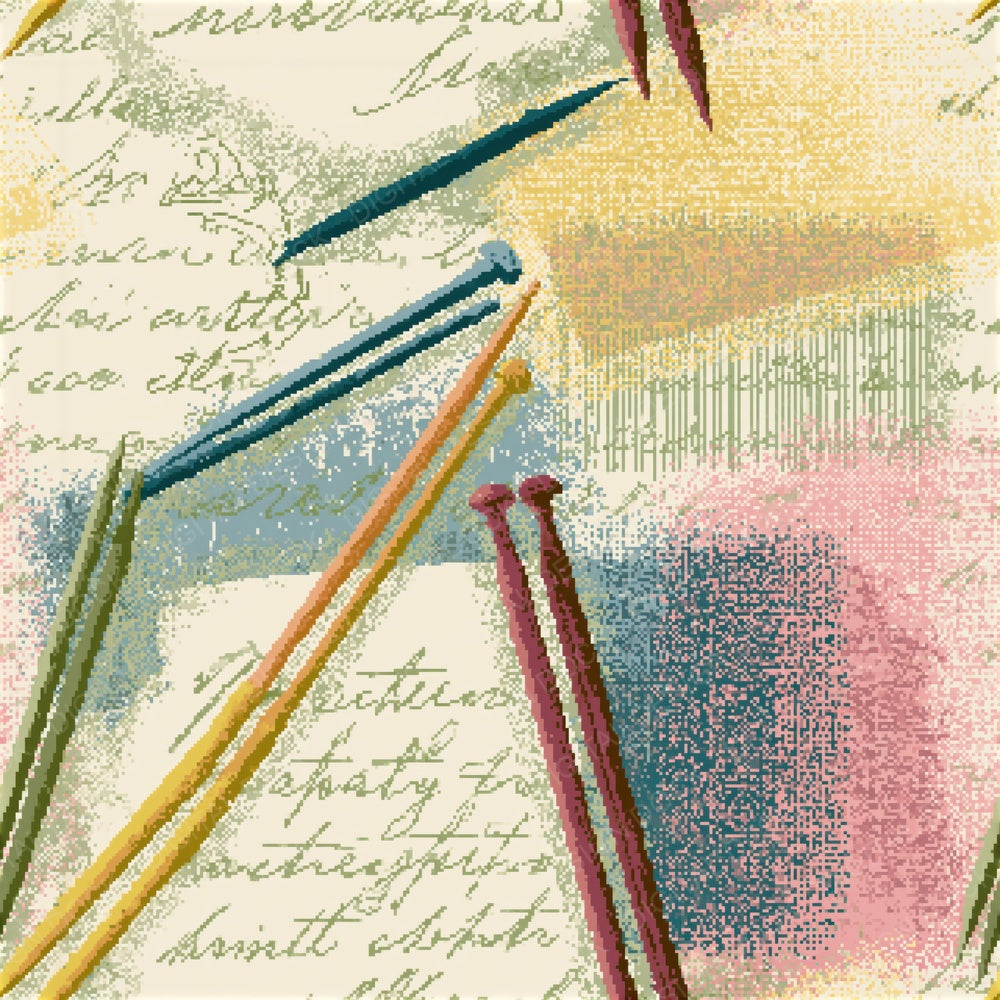 Pixel Knitting Needles Dusty Rose Seamless Digital Paper Pack (DDD015901)