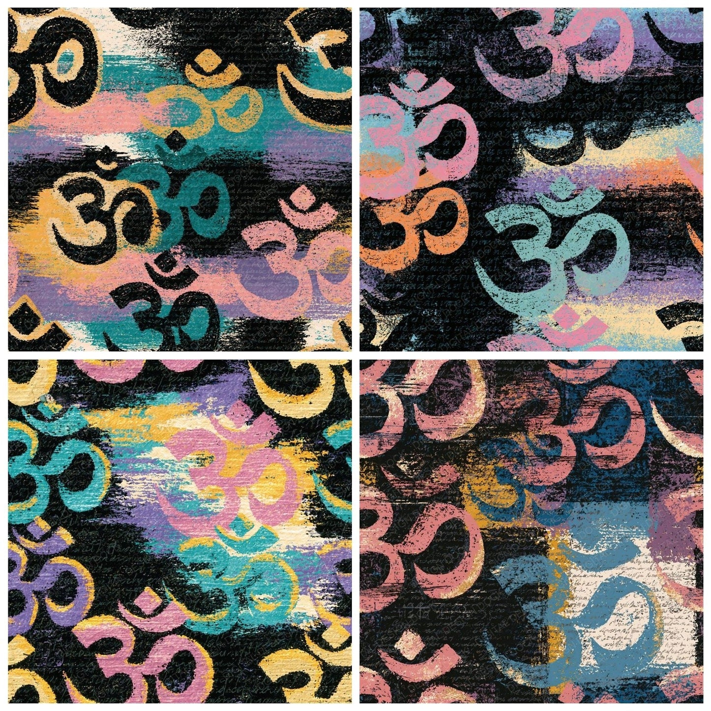Scratchboard Om Symbol Pink Mint Seamless Digital Paper Pack (DDD015904)