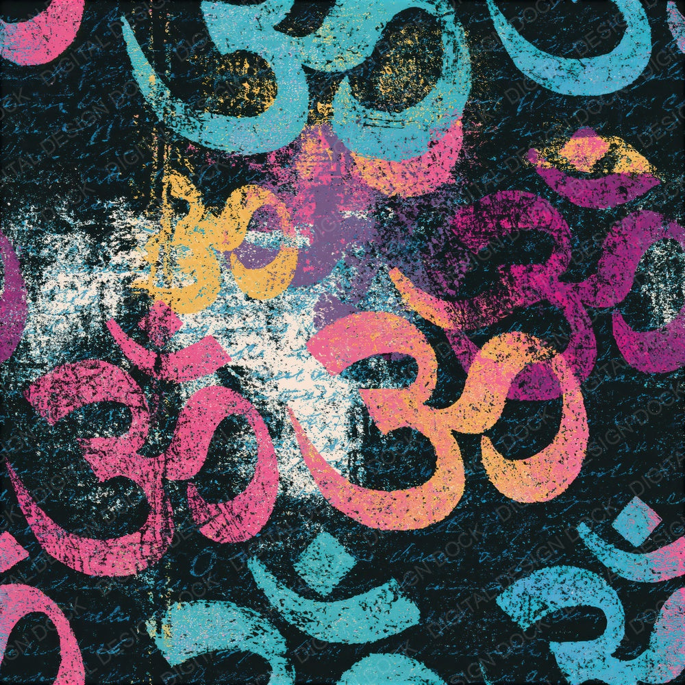 Scratchboard Om Symbol Pink Mint Seamless Digital Paper Pack (DDD015904)