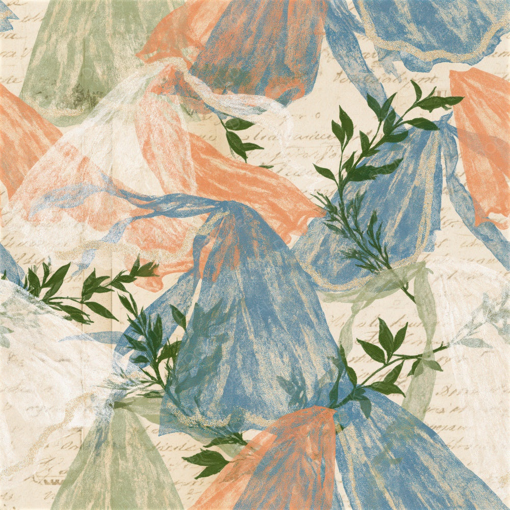 Naturalist Bridal Veils Peach Pistachio Seamless Digital Paper Pack (DDD015916)