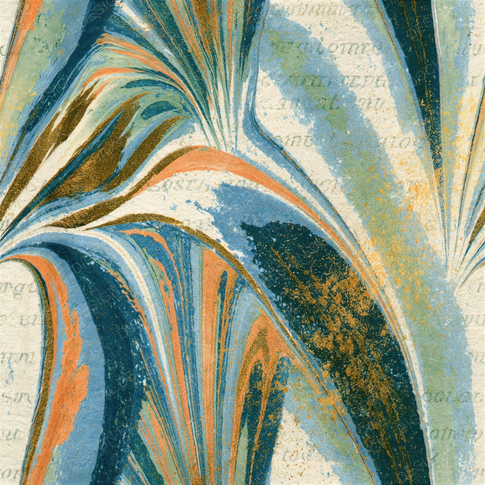 Paper Marbling Comet Trails Peach Pistachio Seamless Digital Paper Pack (DDD015917)