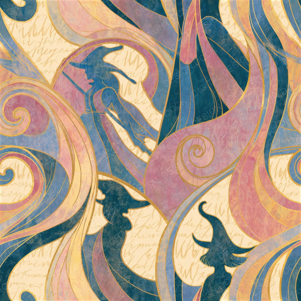 Art Nouveau Witch Silhouettes Gelato Seamless Digital Paper Pack (DDD015926)