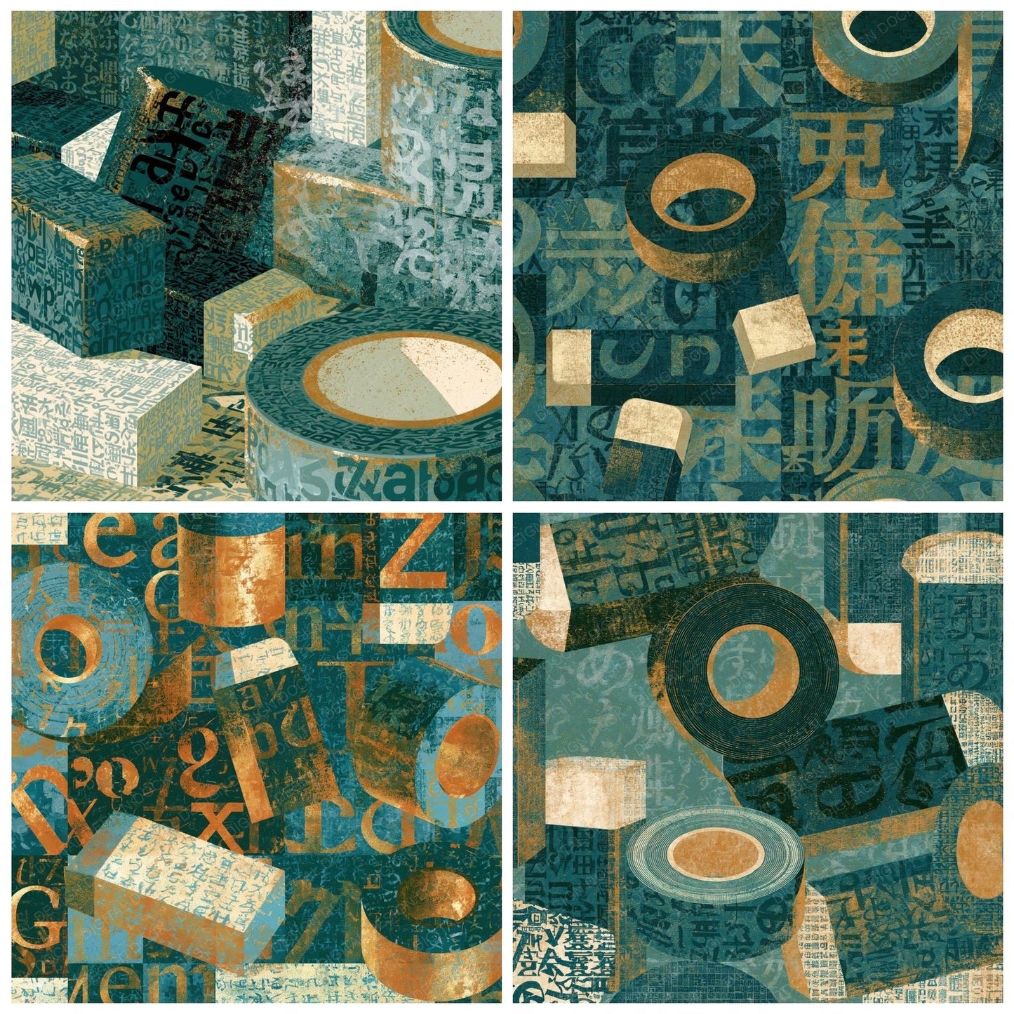 ASCII Erasers Tape Teal Bone Digital Paper Pack (DDD015927)
