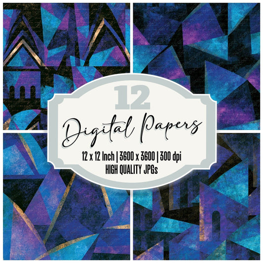 Cubist Opera House Cyan Violet Digital Paper Pack (DDD015932)
