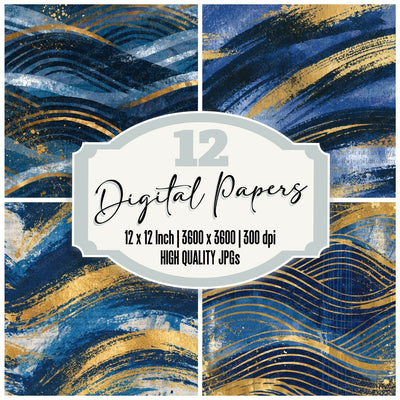 Graffiti Waves Navy Chalk Rust Digital Paper Pack (DDD015934)