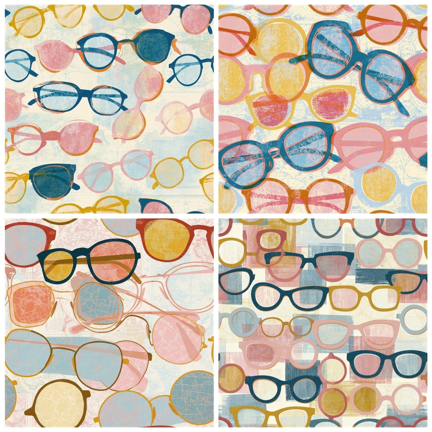 Mid Century Spectacles Gelato Seamless Digital Paper Pack (DDD015936)