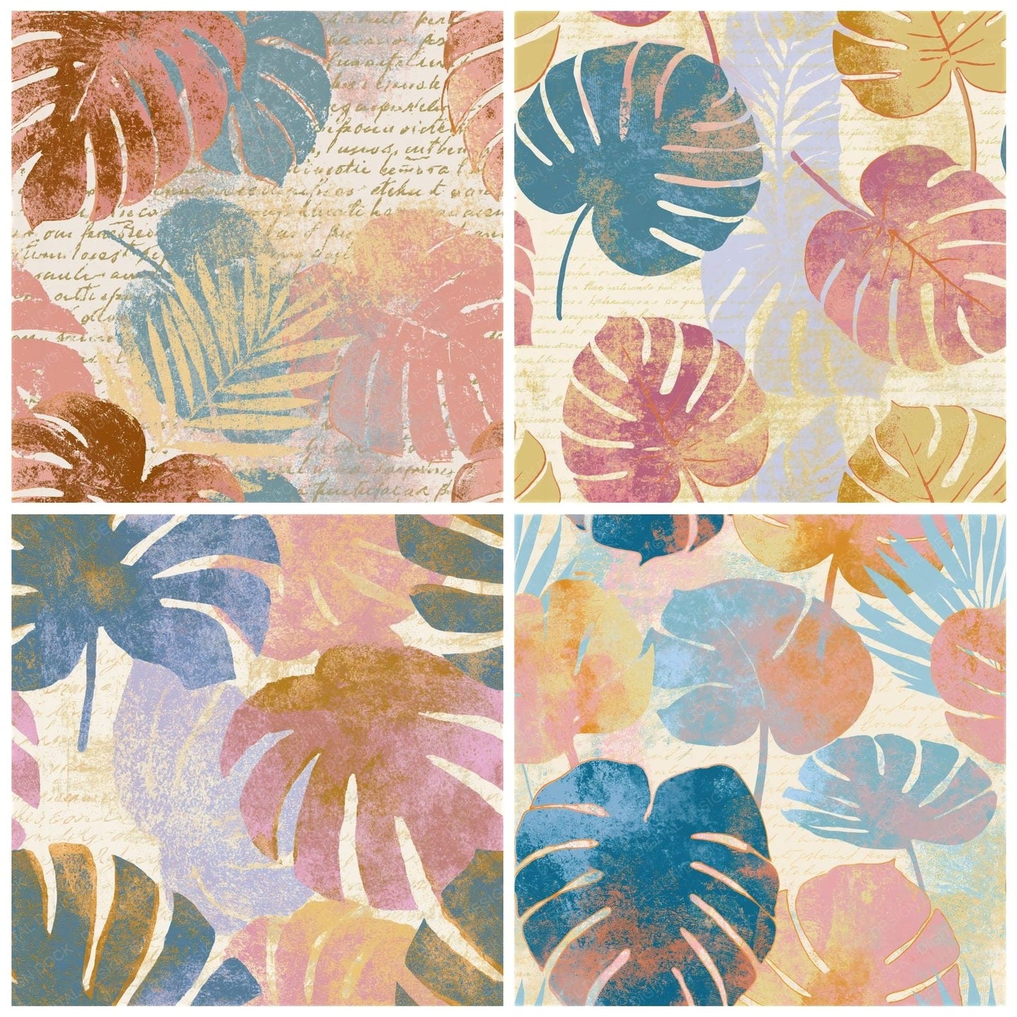 Minimal Monstera Gelato Seamless Digital Paper Pack (DDD015938)