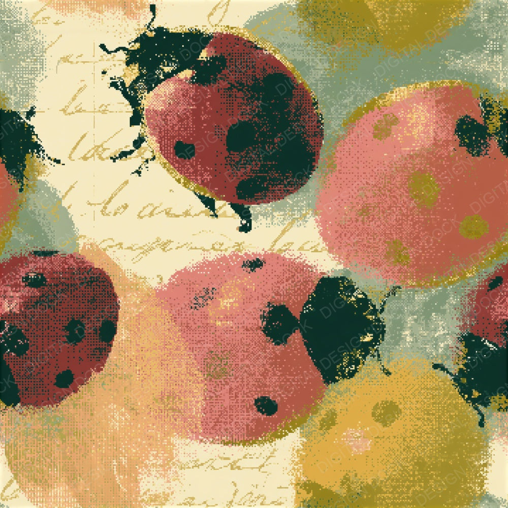 Pixel Ladybirds Rose Lemon Seamless Digital Paper Pack (DDD015941)