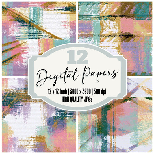 Pixel Railroad Tracks Mint Pink Seamless Digital Paper Pack (DDD015942)