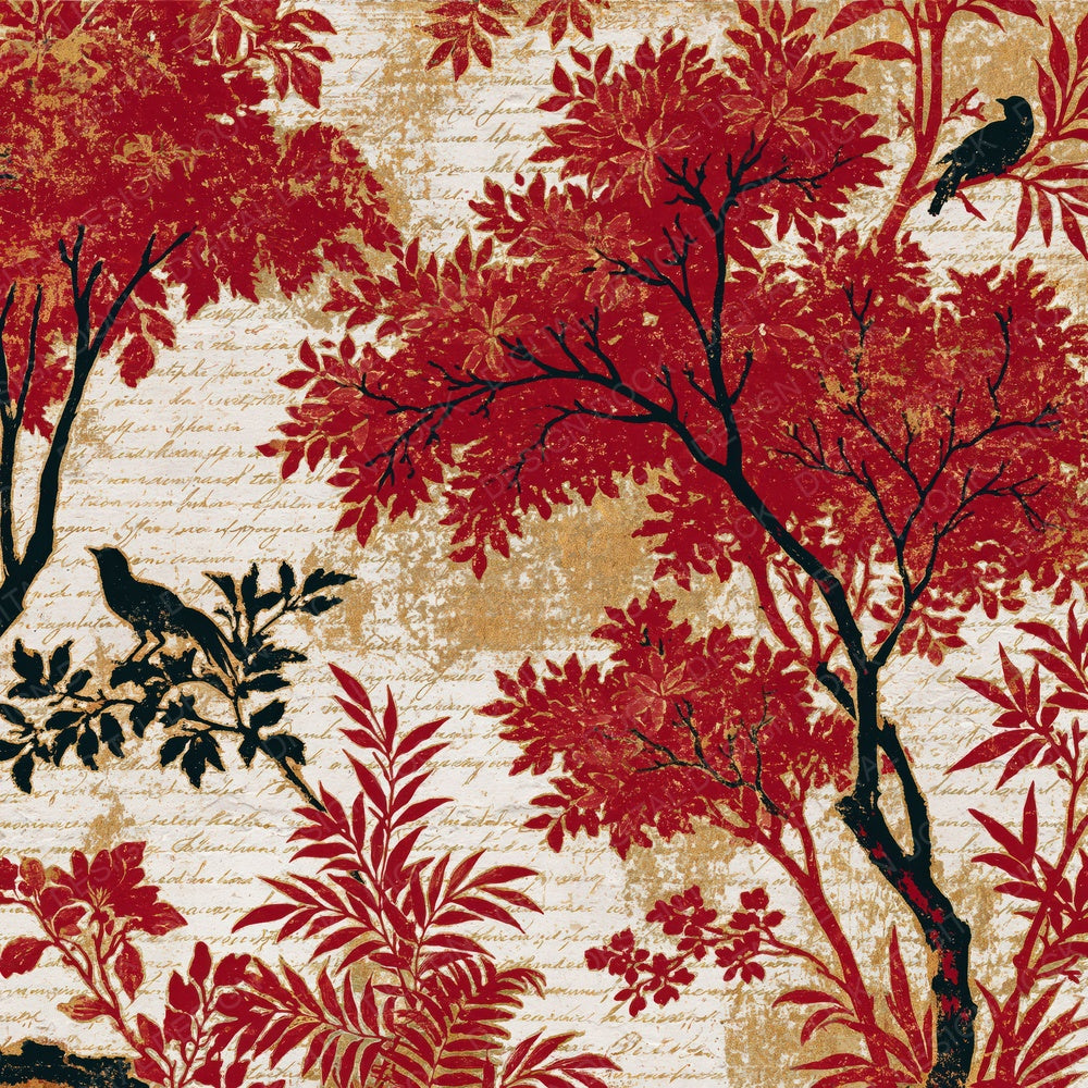 Chinoiserie Stereoscopes Crimson White Digital Paper Pack (DDD015946)