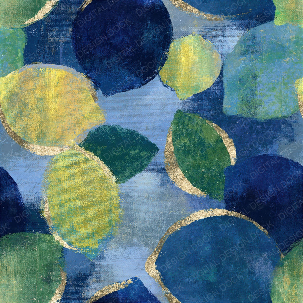 Impressionist Lemon Lime Indigo Seamless Digital Paper Pack (DDD015950)