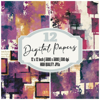 Ink Wash Drive In Screens Raspberry Plum Digital Paper Pack (DDD015953)