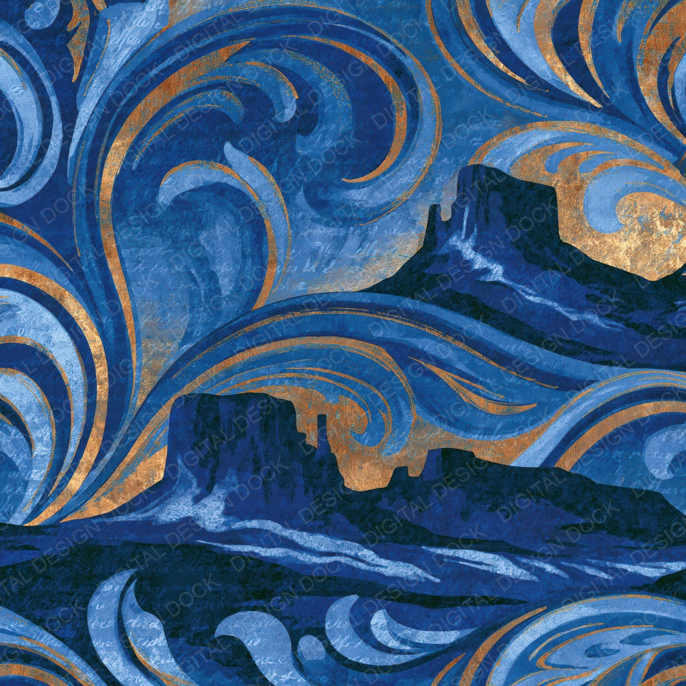 Rococo Mesa Electric Blue Navy Digital Paper Pack (DDD015959)