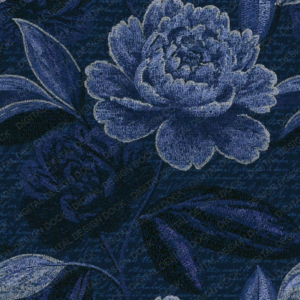 ASCII Peonies Midnight Silver Digital Paper Pack (DDD015966)