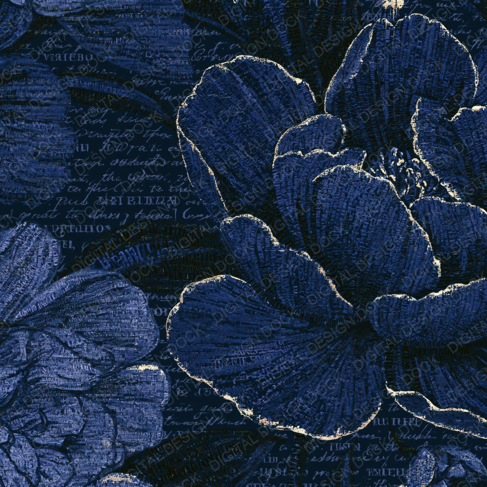ASCII Peonies Midnight Silver Digital Paper Pack (DDD015966)