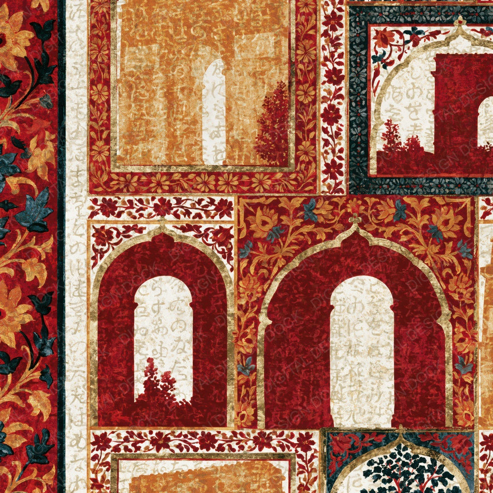 Mughal Arc De Triomphe Red Gold Digital Paper Pack (DDD015975)