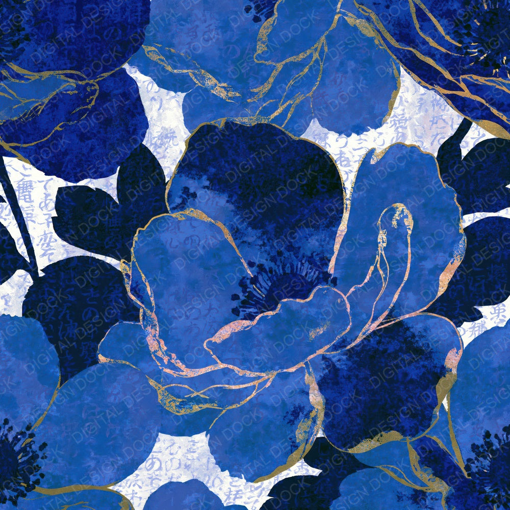 Sparse Anemone Electric Blue Navy Digital Paper Pack (DDD015978)