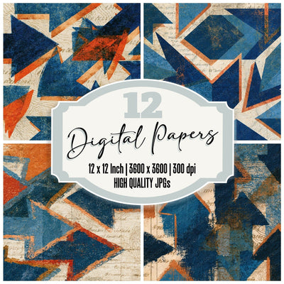 Antique Map Neon Arrows Denim Digital Paper Pack (DDD015985)