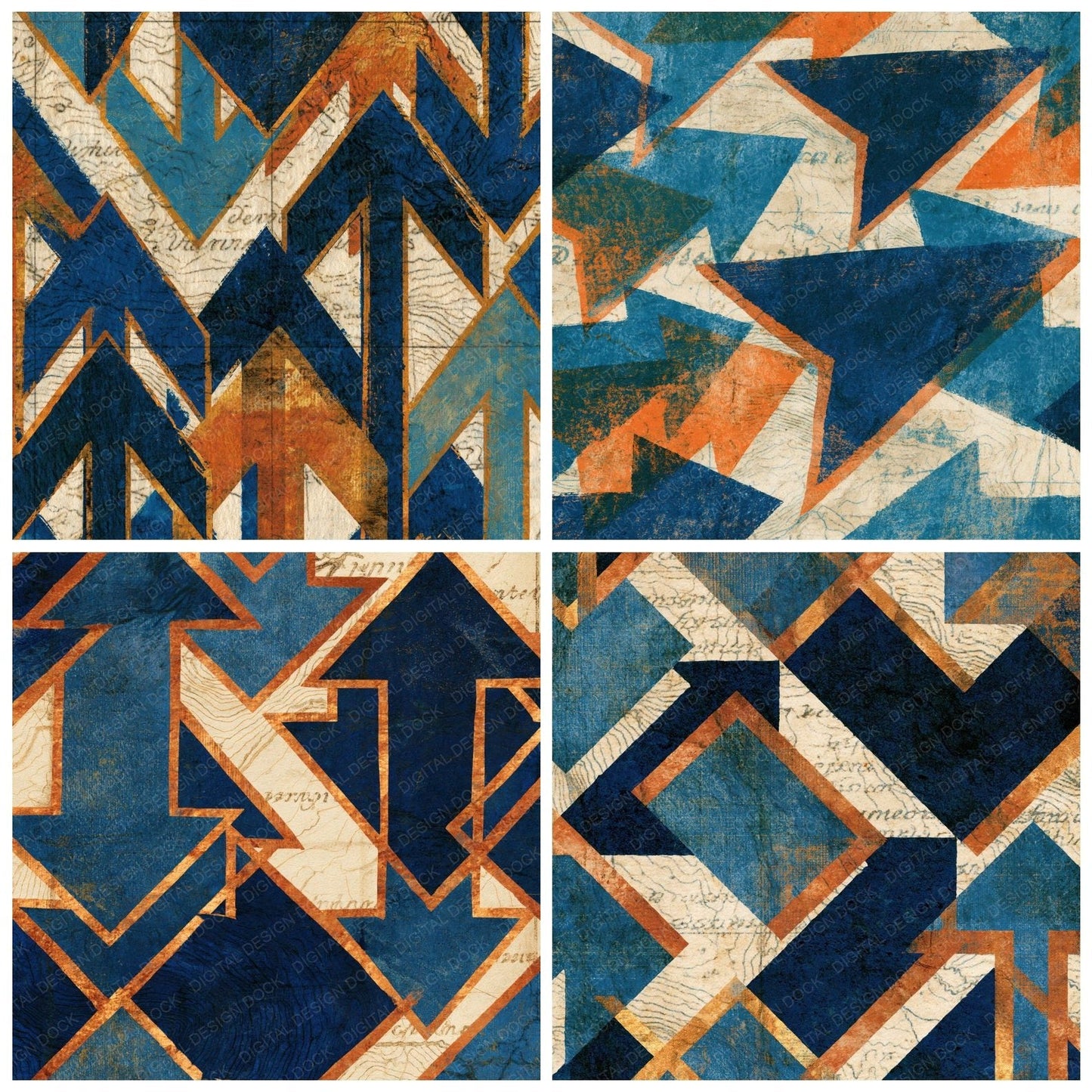 Antique Map Neon Arrows Denim Digital Paper Pack (DDD015985)