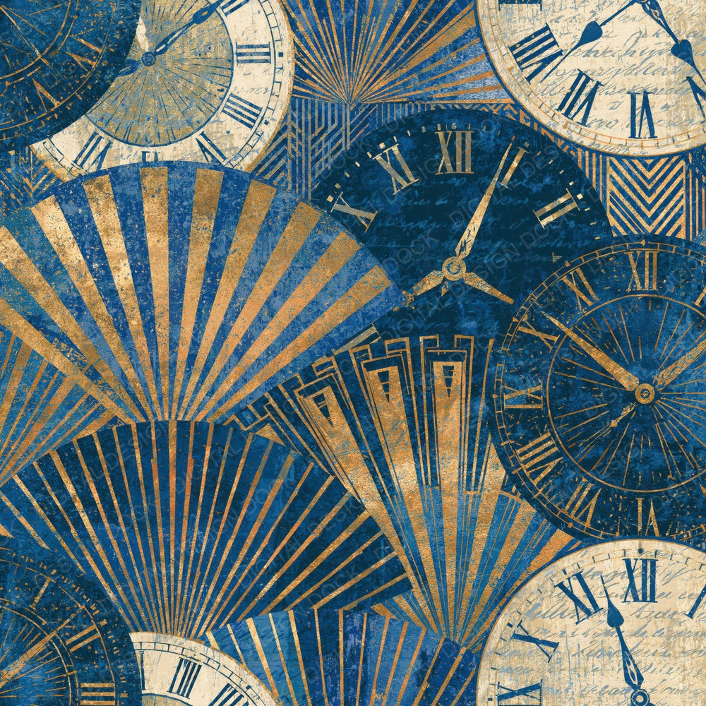 Art Deco Clocks Denim Cobalt Digital Paper Pack (DDD015986)