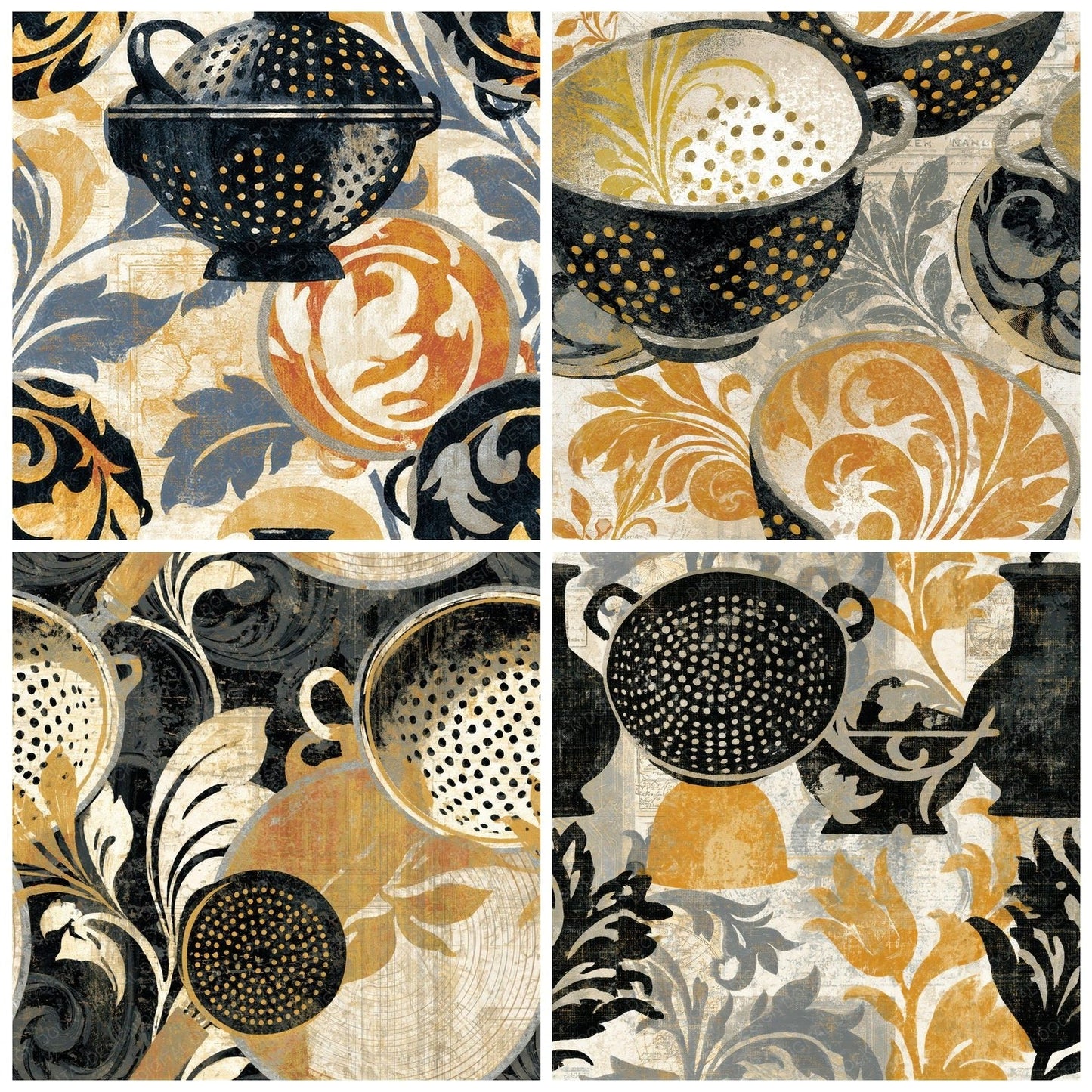 Rococo Colanders Cream Mustard Seamless Digital Paper Pack (DDD016000)