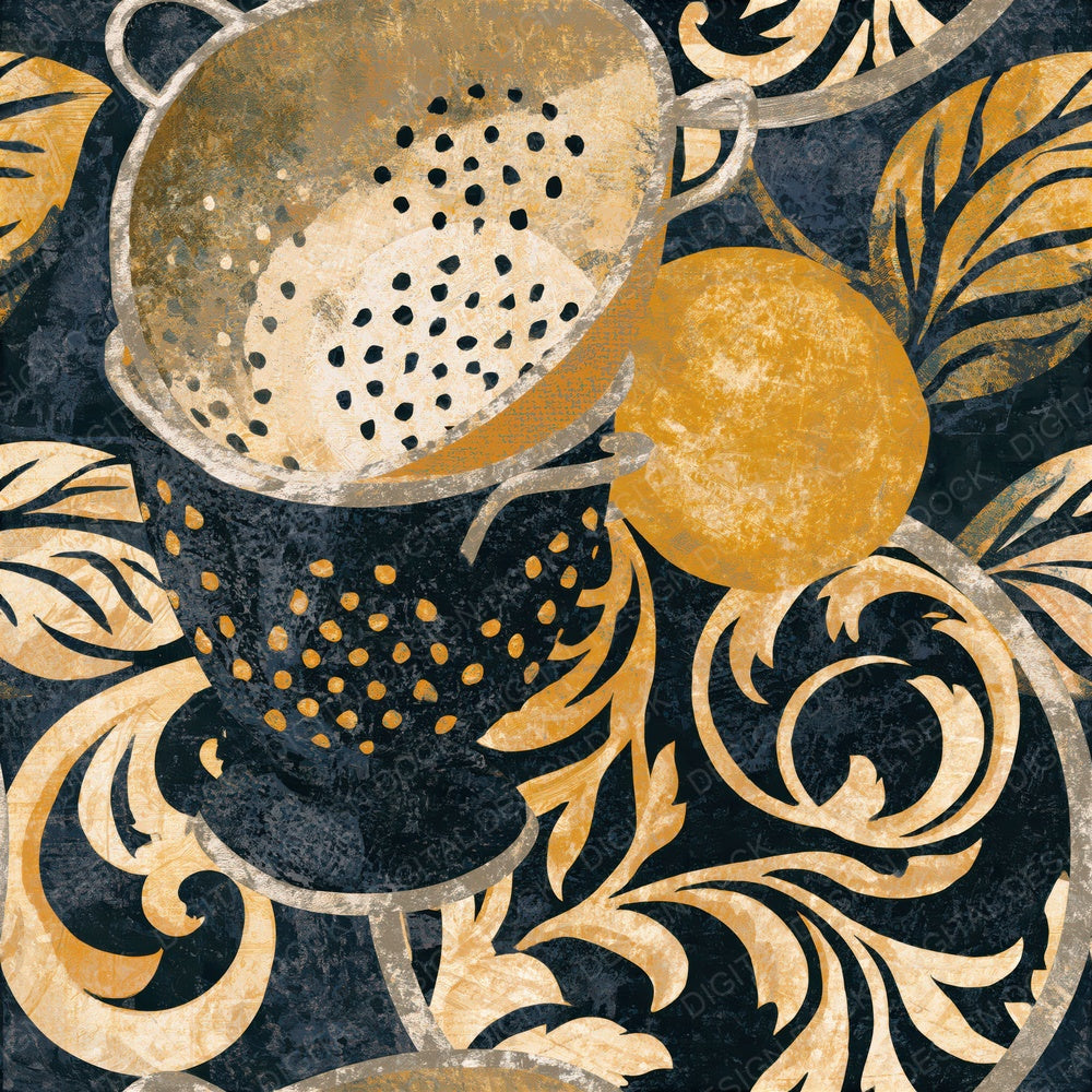 Rococo Colanders Cream Mustard Seamless Digital Paper Pack (DDD016000)