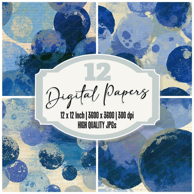 Screenprint Lunar Craters Navy Bone Digital Paper Pack (DDD016002)