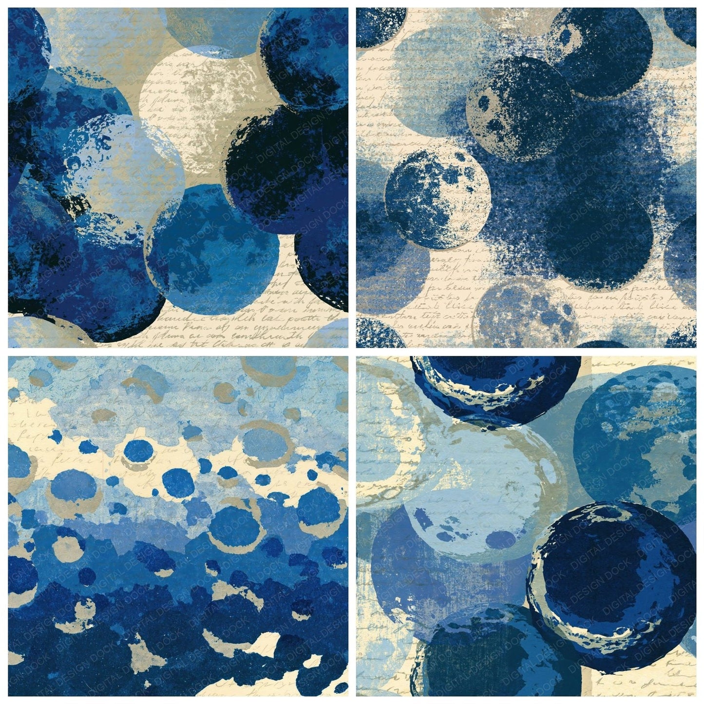 Screenprint Lunar Craters Navy Bone Digital Paper Pack (DDD016002)