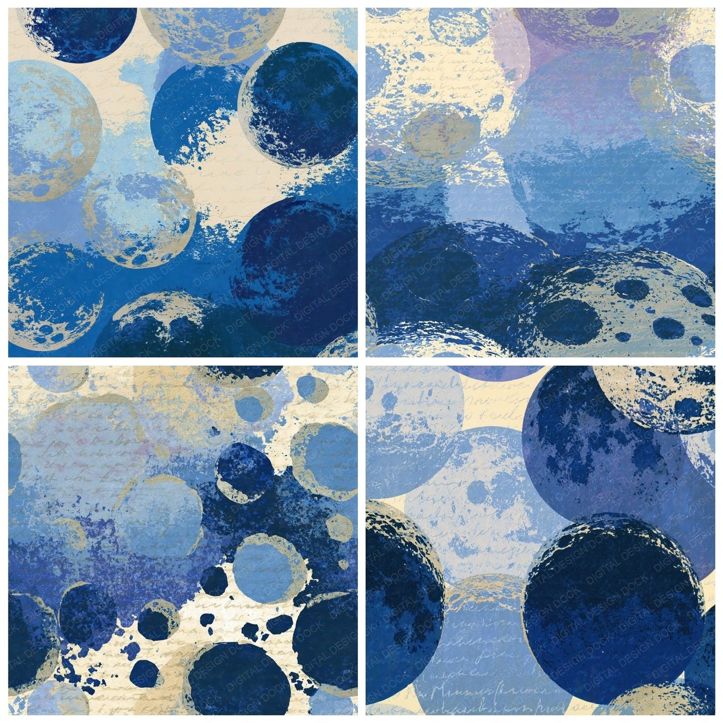Screenprint Lunar Craters Navy Bone Digital Paper Pack (DDD016002)