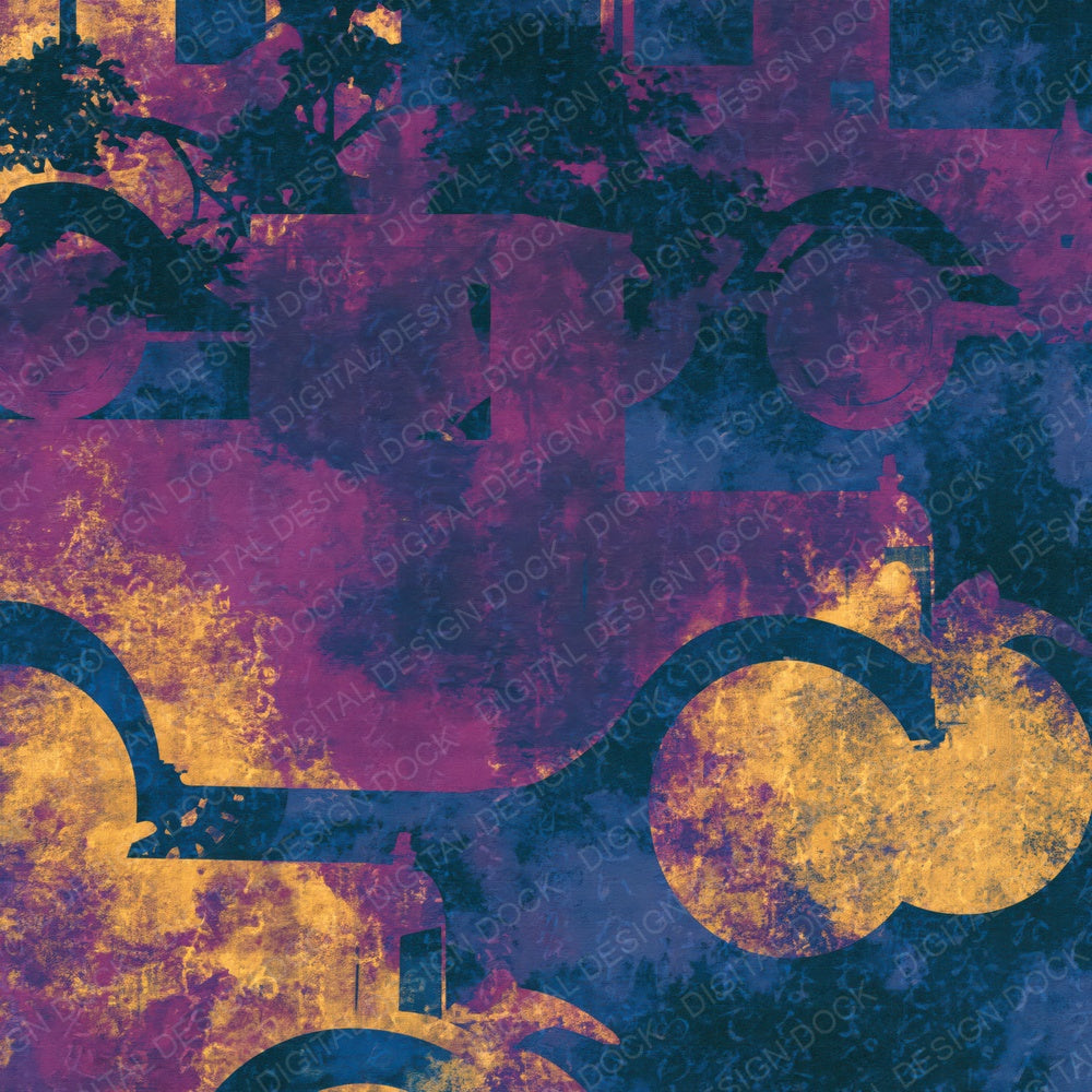 Cyanotype Fire Engines Plum Brass Digital Paper Pack (DDD016010)
